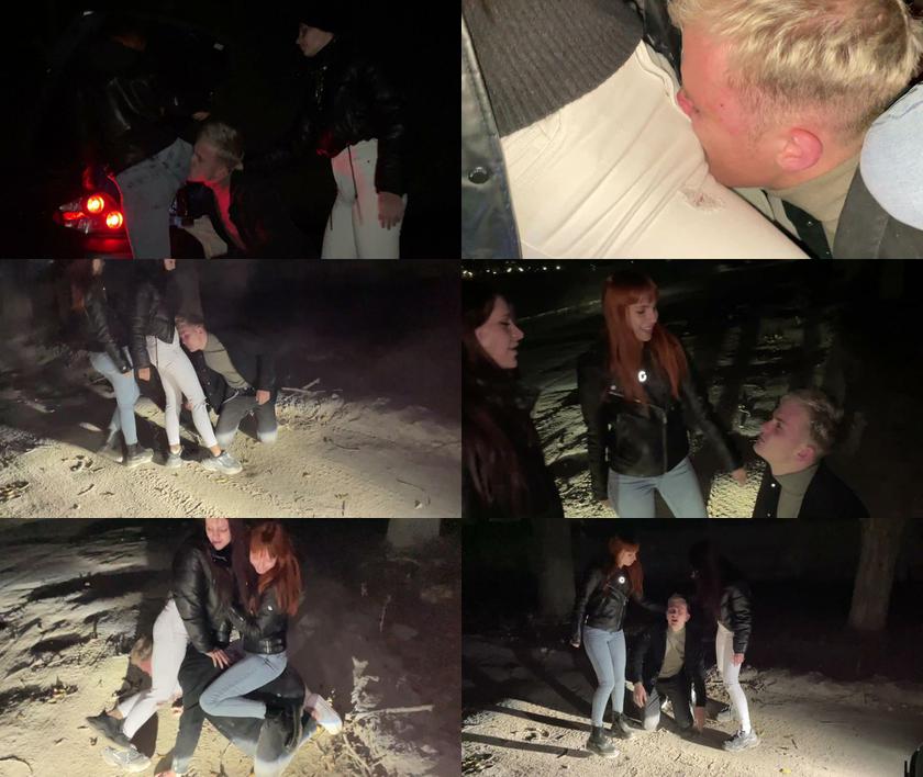 Ppf: Bratty Girls Roughly Public Dominate An Enslaved Guy Outdoor Night 2021 HD Ppf